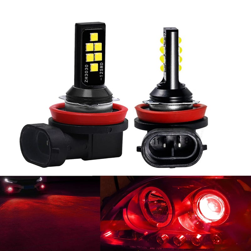 SOCAL-LED LIGHTING 2x H11 H8 LED Fog Light Bulb for Powersports Advanced 3030 SMD Bright Colorful Daytime Running DRL Lamp, Red - Image 1
